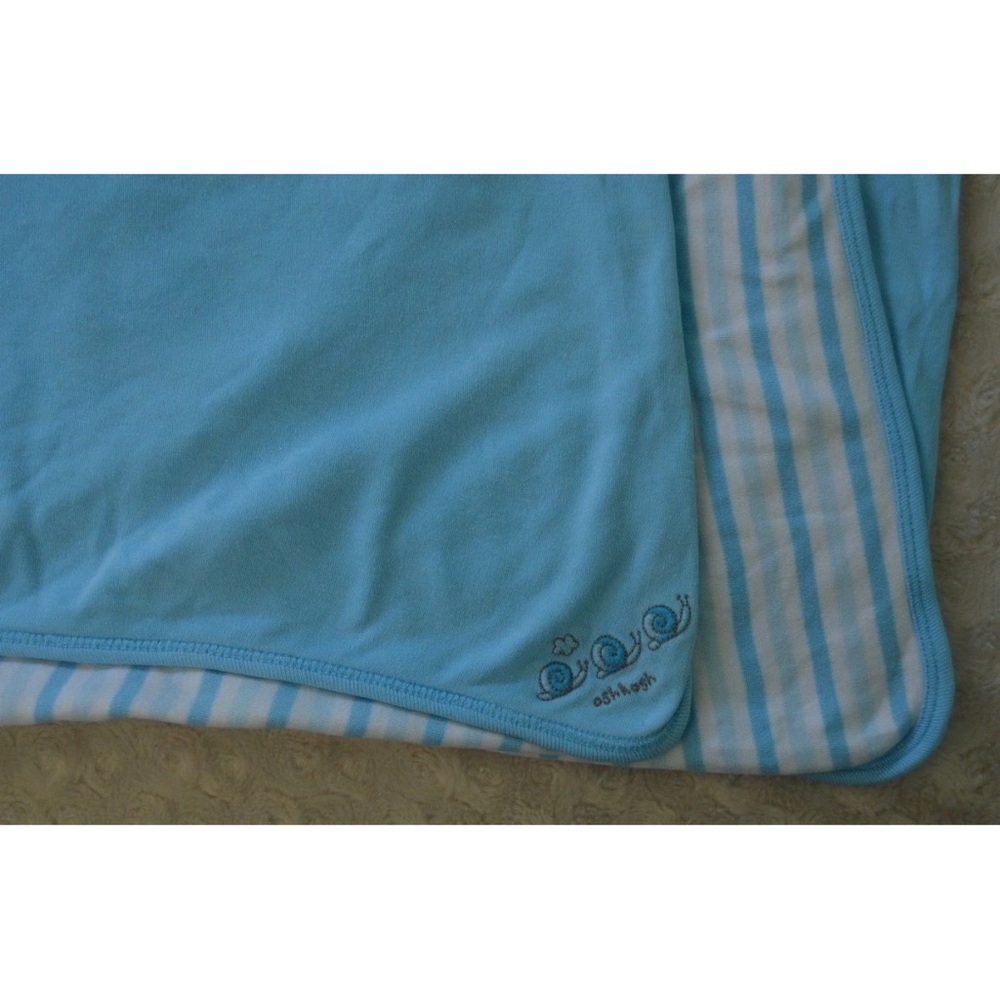 OshKosh Three Snails Baby Blanket Blue White Stripes Security Lovey